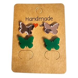 Lusterwing Duo Acrylic Stud Earrings - 2 Pair